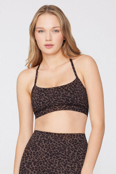 Short Padded Sports Top with Print and Thin Shoulder Straps