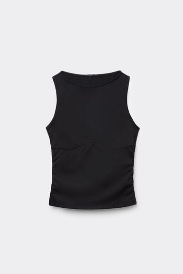 Short Crinkle Camisole with Wide Shoulder Straps