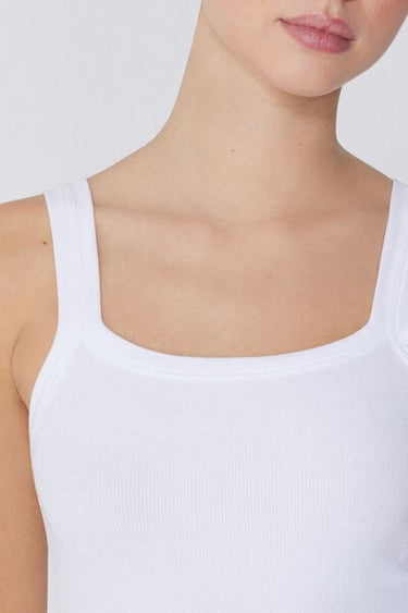 Square Neck Ribbed Cotton Camisole