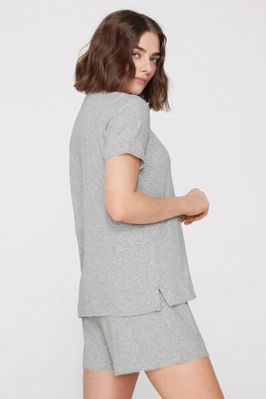 Short Ribbed Cotton Scalloped Pyjamas