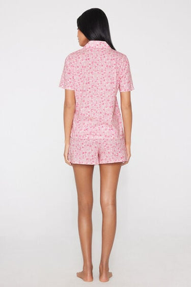 Short Cotton Button-Up Pyjamas with Floral Print