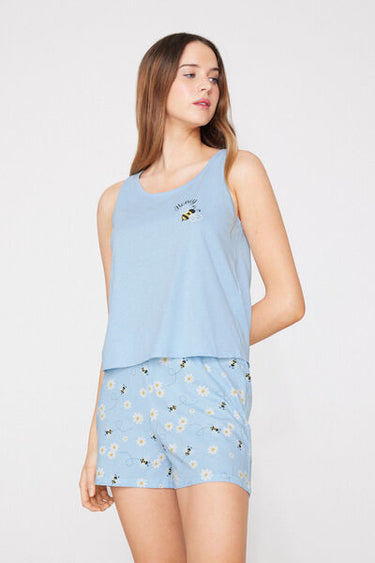 Bee Print Short Cotton Pyjamas