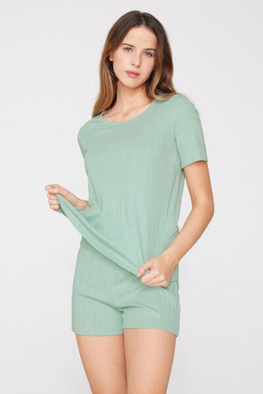 Short-Sleeved Pointelle Short Pyjamas