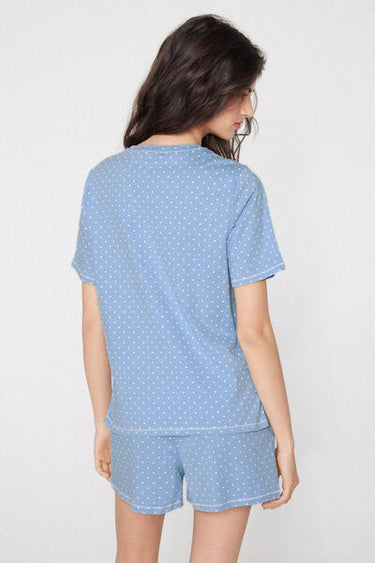 Short Cotton Pyjamas with Polka Dot Print