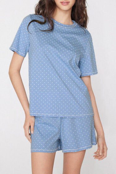 Short Cotton Pyjamas with Polka Dot Print