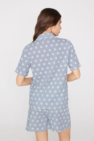 Short Button-Up Pyjamas in Embossed Canvas