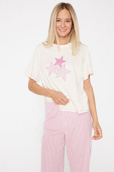 Long Cotton Pyjamas with Star Patches
