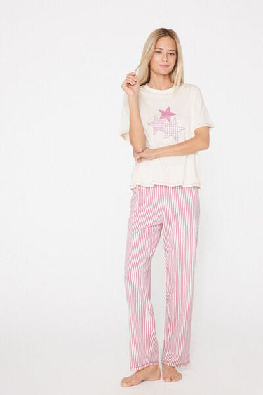 Long Cotton Pyjamas with Star Patches