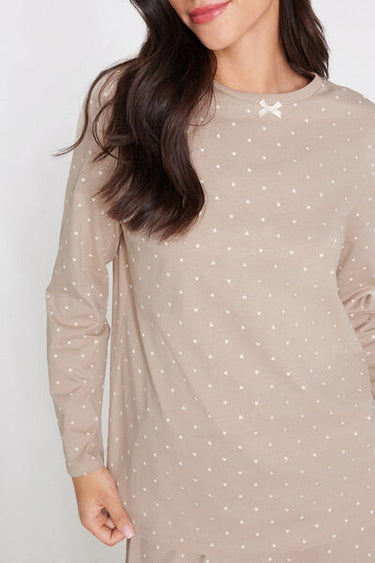 Long Cotton Pyjamas with Small Heart Print