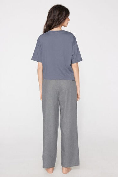 Cotton and Canvas Long Pyjamas with Short Sleeves