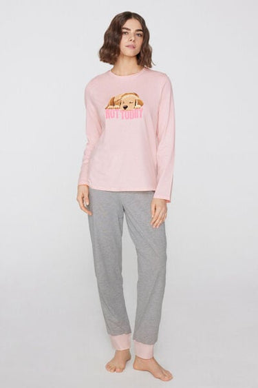 "Not Today" Print Long Cotton Pyjamas