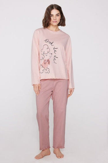 Dog Print Long Cotton Pyjamas