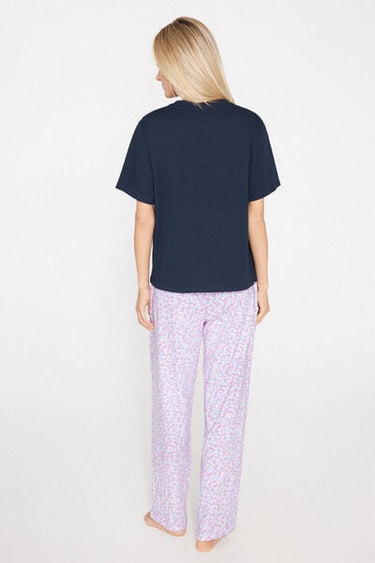Amour Patch Cotton Short-Sleeve Long Pyjamas