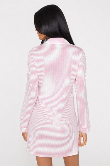 Striped Cotton Button-Front Nightshirt