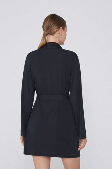 Long-Sleeved Viscose Nightgown with Satin Trim