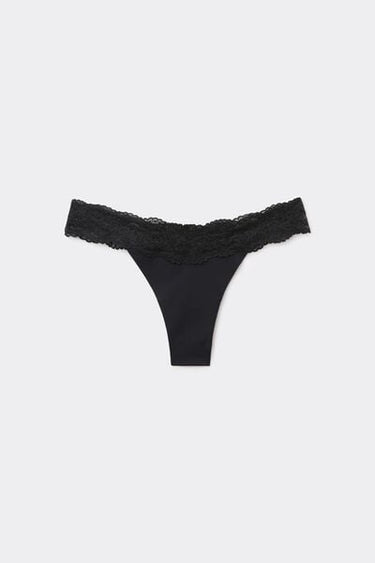 Laser Cut Microfibre and Lace Brazilian Knickers