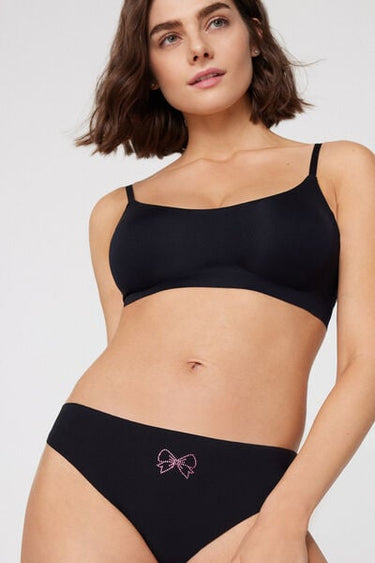 Laser Cut Microfibre Brazilian Briefs with Rhinestones