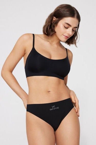 Laser Cut Microfibre Brazilian Briefs with Rhinestones