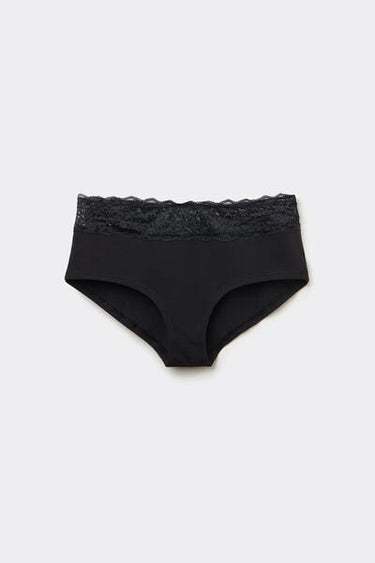 French Knickers in Organic Cotton with Recycled Lace