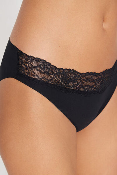 Laser Cut Microfibre and Lace Knickers