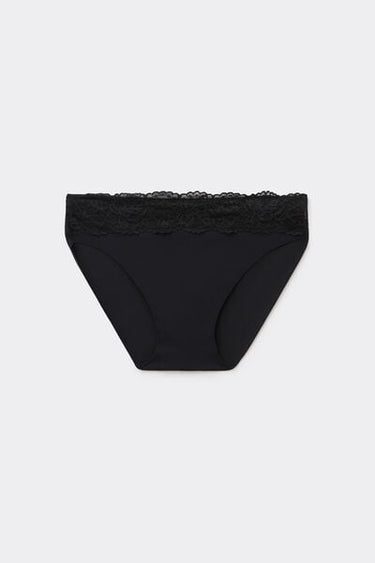 Laser Cut Microfibre and Lace Knickers