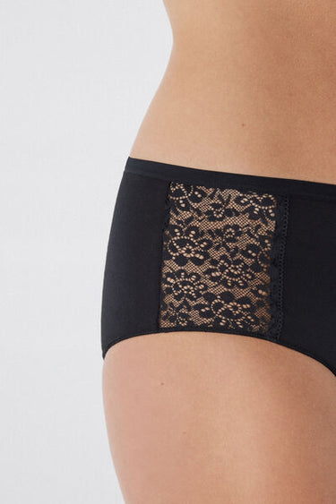 High-Waisted Recycled Lace and Recycled Cotton Knickers