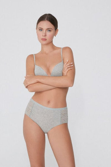 High-Waisted Recycled Lace and Recycled Cotton Knickers