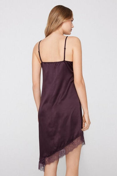 Asymmetric Satin and Lace Slip/Dress