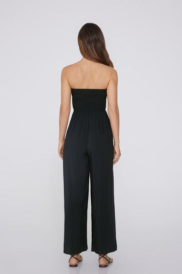 Long Viscose Smocked Bandeau Jumpsuit