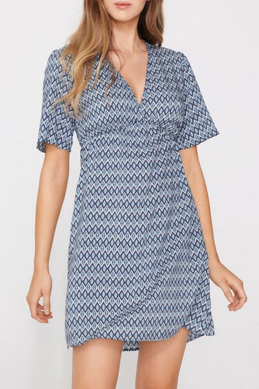 Short Sleeve Short Viscose Canvas Dress