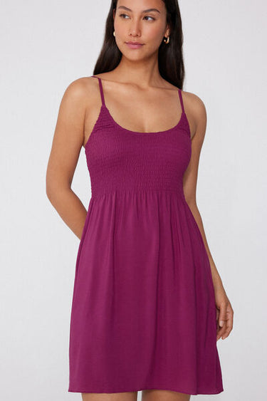 Viscose Smocked Dress with Narrow Shoulder Straps