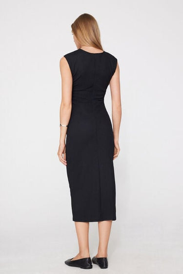 Crinkle Midi Dress with Gathering