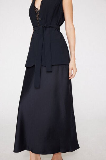 Long Satin Bell Skirt