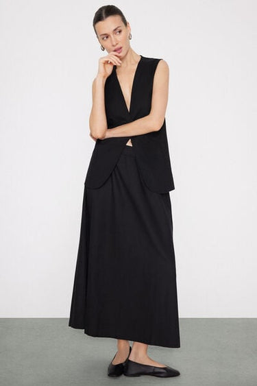 Long Cotton Canvas Skirt