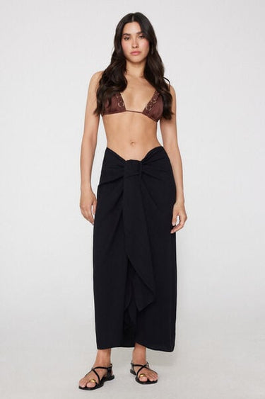 Brushed Viscose Canvas Long Sarong Skirt