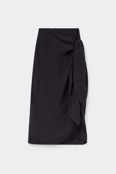Brushed Viscose Canvas Long Sarong Skirt