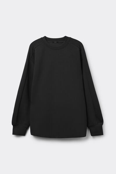 Superior Softness Sweatshirt with Round-Neckline and Ribbed Bands
