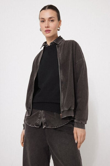Stretch Denim Bomber Jacket