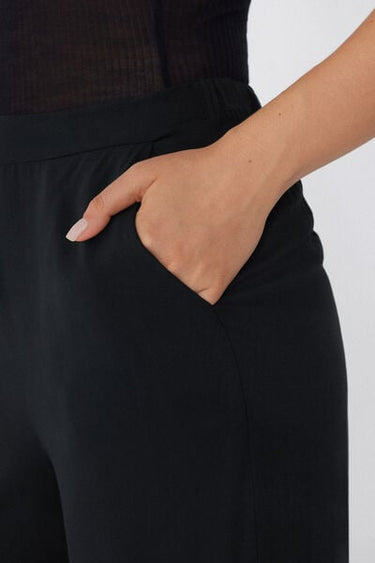 Viscose Canvas Straight-Cut Trousers