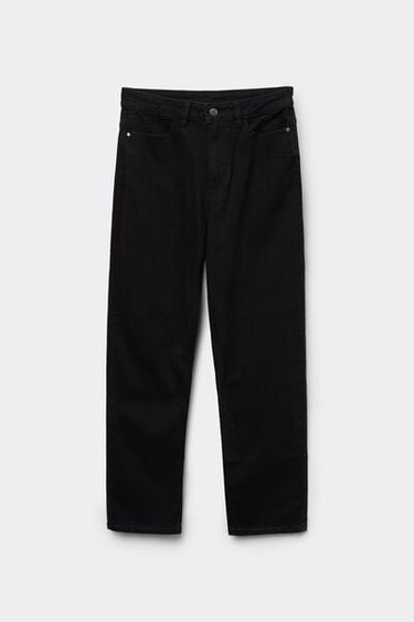 Straight-Fit High-Waist Denim Jeans with Pockets