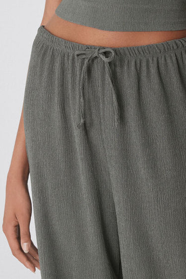 Crepe-Effect Palazzo Trousers with Drawstring