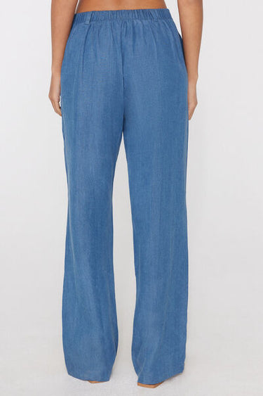 Wide Leg Denim Canvas Trousers