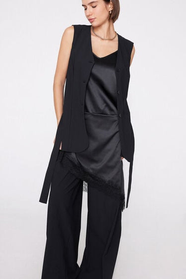Easy Fit Microfibre Long Palazzo Trousers