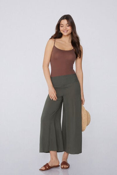 Stitched-Smock Canvas Cropped Trousers