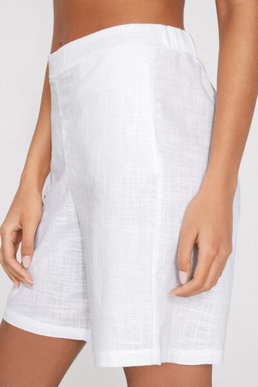 Linen-Look Cotton Canvas Bermuda Shorts