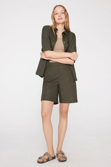 Linen-Look Cotton Canvas Bermuda Shorts