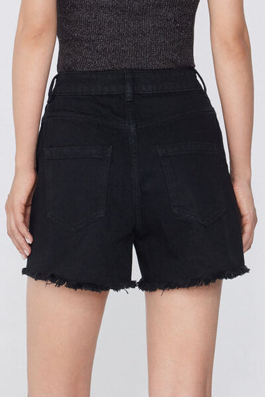 Shorts in Fringed Denim