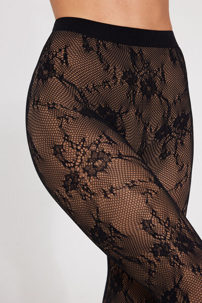 Nude-Effect Thermal Lace Tights