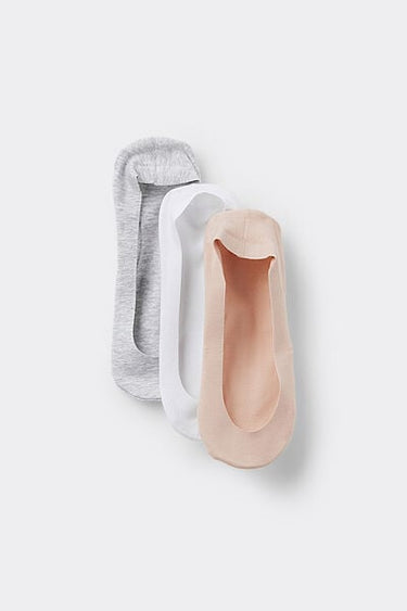 3 Pairs of Low Cut Cotton No-Show Socks