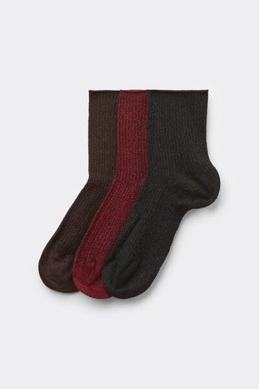 3 Pairs of Women’s Ribbed Hemless Short Socks